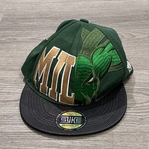 Milwaukee Bucks Green Black Snake Print Bill NBA Syke SnapBack Hat